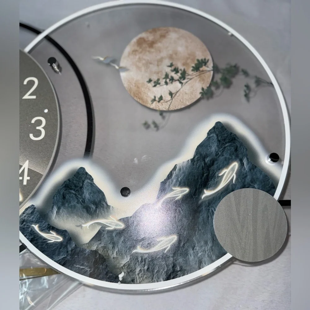 Modern Scenic Landscape Pendulum Wall Clock Art 24 IN W NIB By Meisd